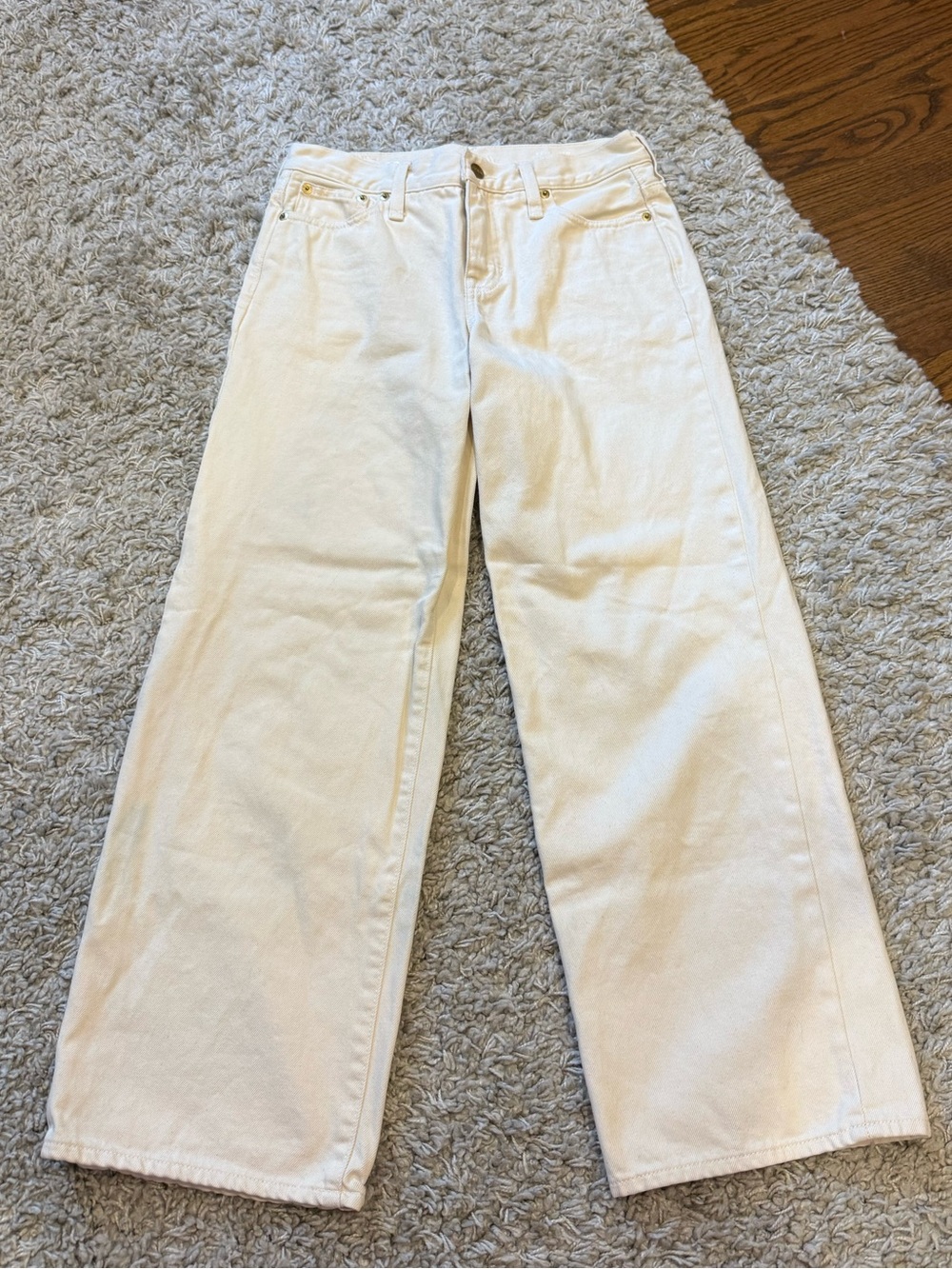 J. Crew Off-White Low-rise Wide Leg Jeans